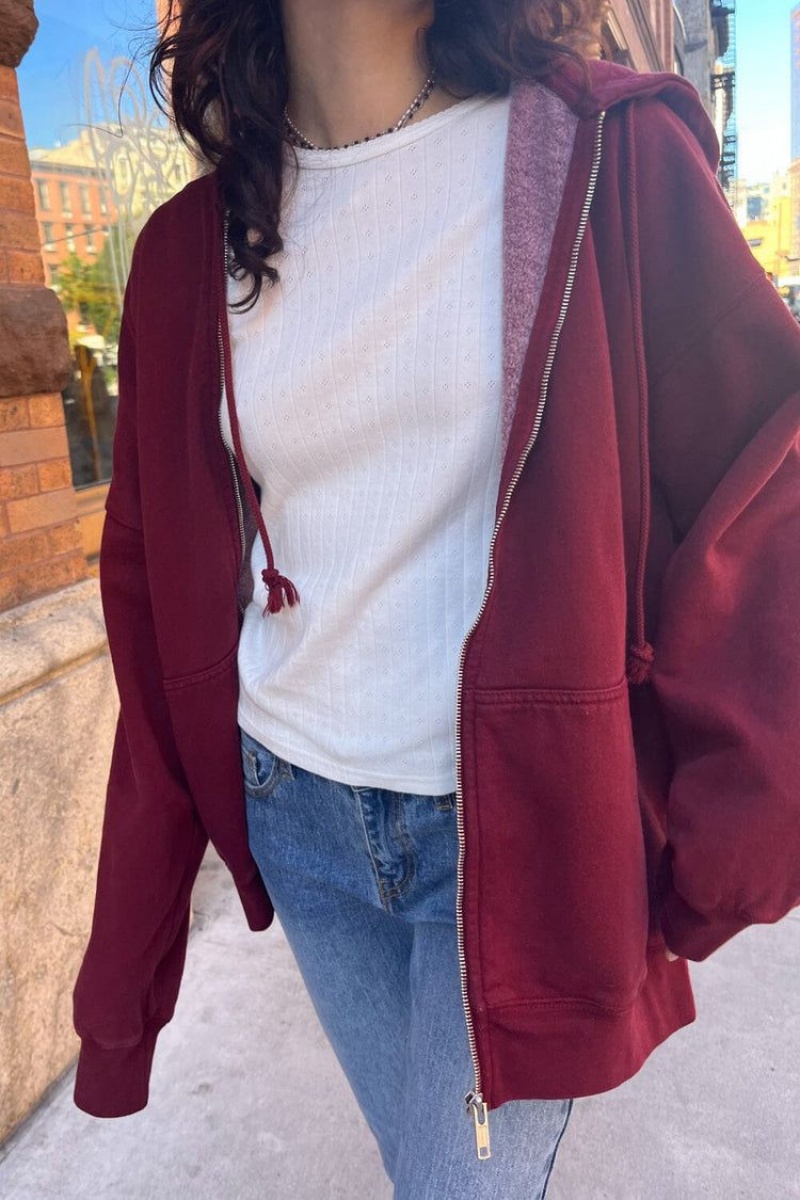 Sweat a Capuche Brandy Melville Christy Bordeaux | VOX-32514230